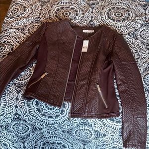 Maroon faux leather jacket NWT